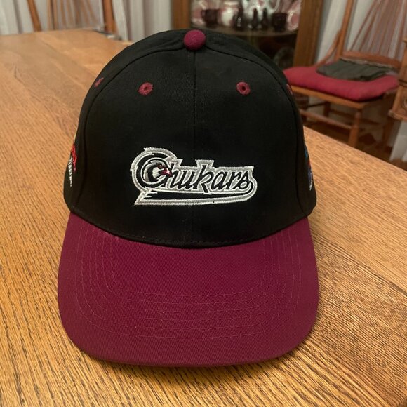 Men's Idaho Falls Chukars Black/Maroon Hook and Loop Baseball Hat Cap** - Picture 2 of 10